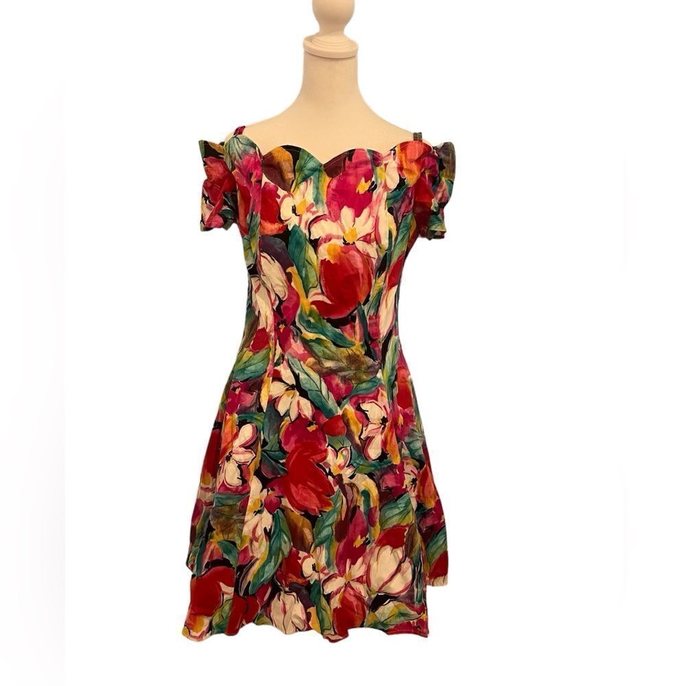 Vintage Off the shoulder floral dress